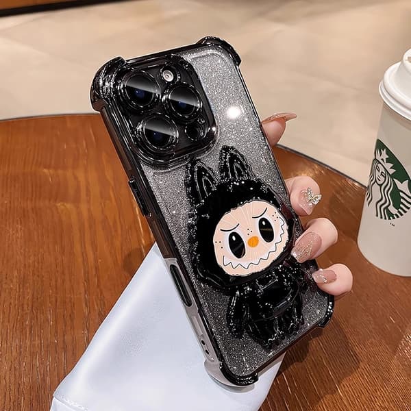 Monster Skjult Stativ Speil Dual-Use Telefondeksel for iPhone 17 Søtt Sammenleggbart Stativ Unisex iPhone 17pro