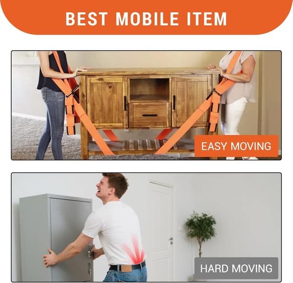 Flyttestropper Løft (Polstring) - én Person 2-Personers Løfte- og Flyttesystem, til Flytning, Møbelflytning, Flytning af Store Genstande