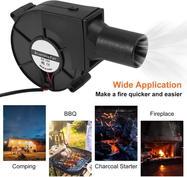 97 mm x 33 mm BBQ-fläkt, centrifugal luftfläkt för camping, snabb kolstartare, utomhusgrillar, eldblåsbälg, campingmatlagning