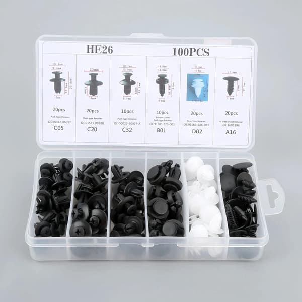 100 st Universal Plastclips Bil Auto Push Retainer Pin Rivet Trim Clip Panel Auto Fästsats A