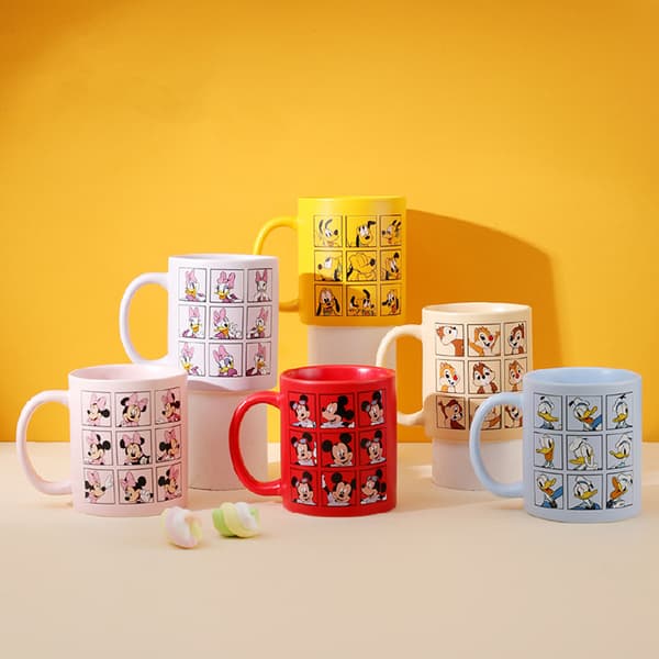 Keramisk mugg presentförpackning med tecknat motiv, mugg, kaffemugg, festlig tecknad kopp, söt vattenkopp (Blå 360ml) Blue 1pcs