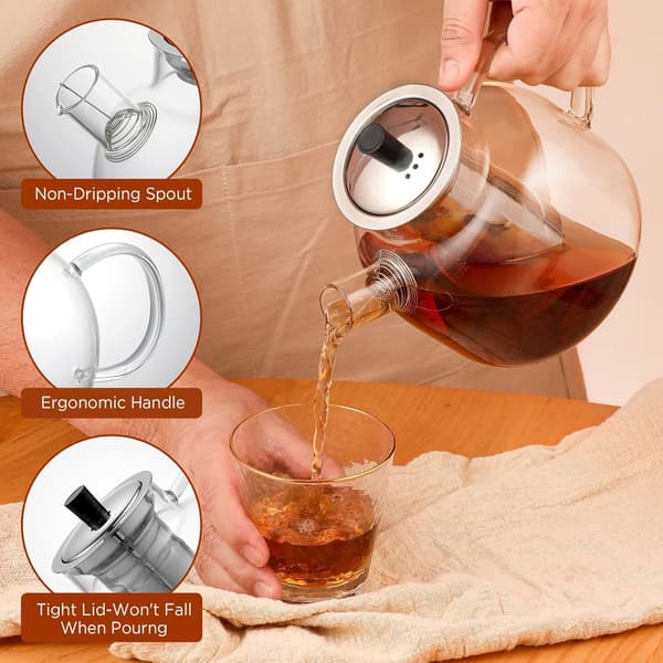 1500 ml tekande, transparent kedel, te-infuser, egnet til kaffe, juice og drikkevarer