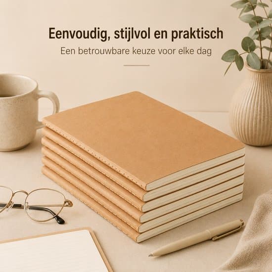 Anteckningsbok – Set med 5 linjerade kraftanteckningsböcker – 26,8 x 18,5 cm – Gul – För studier
