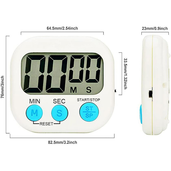 Klassetimers til lærere Børn Stor Magnetisk Digital Timer 2 pak White