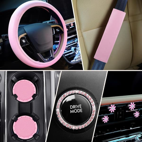 Set med 10 rattöverdrag - Rosa - Diameter 36,8-39,4 cm - Universal - Luftventilklämmor ingår