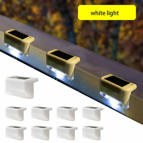 16 stk. Vanntette solcellelamper for terrasse, trapper, gjerde, hage, uteplass og gangvei White White light