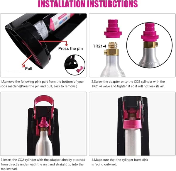 CO2 Quick Adapter for Duo Quick Connect (QC), Art, and Terra; Erstatning for CO2-sylinder TR21-4 Hann