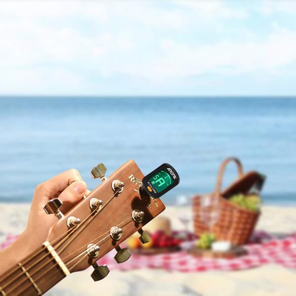 Gitarrstämmare 2-PACK, Clip-on stämapparat för gitarr/bas/fiol/ukulele, automatisk avstängning/enknappsmanövrering/AT-01A/2 set