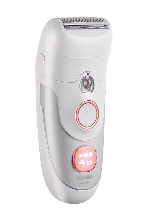 Epilator, Epilator til langvarig hårfjerning, inklusive barberhoved og trimmerhoved, MicroGrip pincette-teknologi, højfrekvent massage