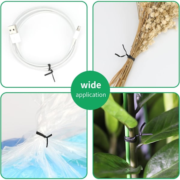 100M Havewire Blød Sort Havebinding, Havewire Snoet Plantebinding, Plastbelagt Wire Med Knive