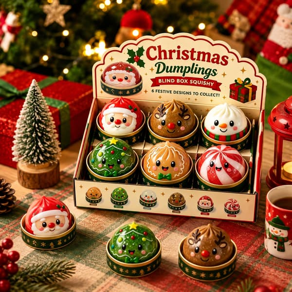 Jule Squishy Julekalender 6 STK – Søde Jule Squishy Legetøj, Stressaflastende Fidget Legetøj & Julegaver