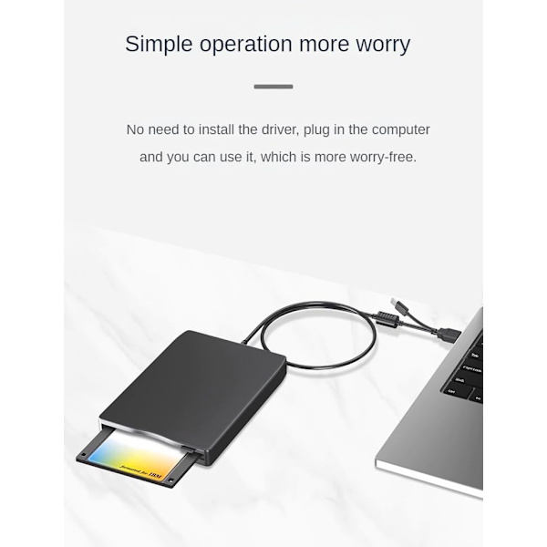 USB & USB-C Dual Interface Ekstern diskettedrev, 1.44MB FDD til bærbar pc, kompatibel med Windows 11/10/8/XP/Linux & Mac OS