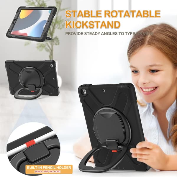 For iPad Pro10.5/Air 10.5 med skjermbeskytter, svingbart stativ/blyantholder/skulderrem