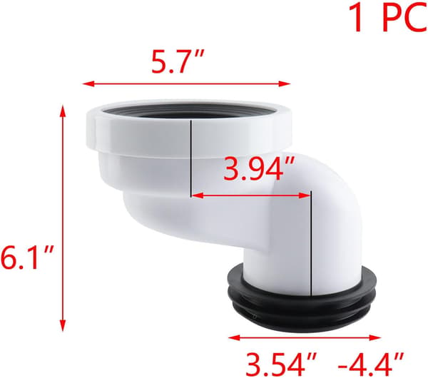 10CM/3.94\" Full Flush Offset Toalettflens Plast Skift Plass Kobling Toalettflens Skifter