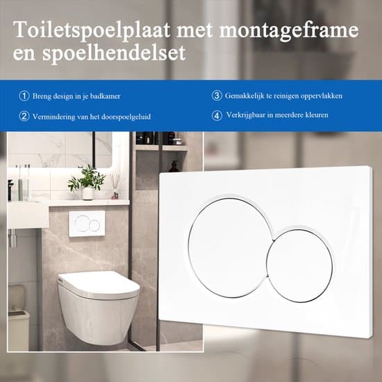Spyleplater - Passer til Geberit UP320/UP300 & SIGMA01/20/21/30/40/50 - Toalettspyleplate - Dobbelspyling - Hvit