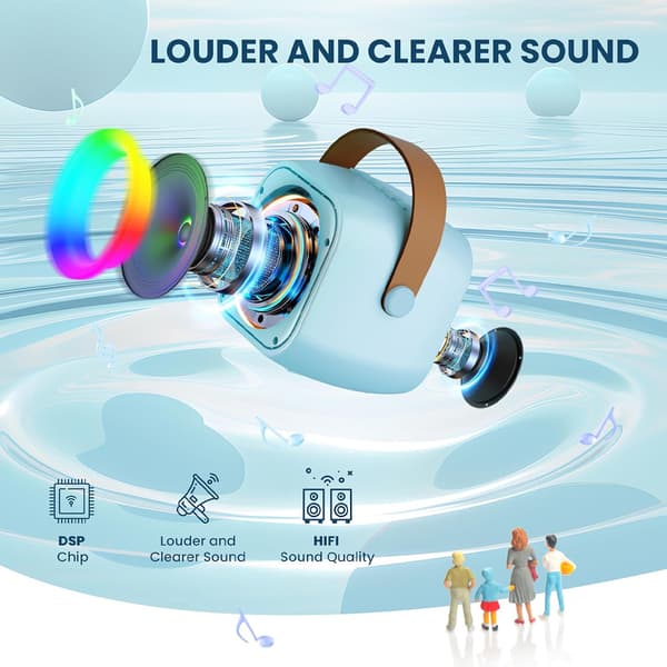 Karaokelaite, Mini Kannettava Bluetooth Karaokekaiutin 2 Langattomalla Mikrofonilla Blue 2 mic