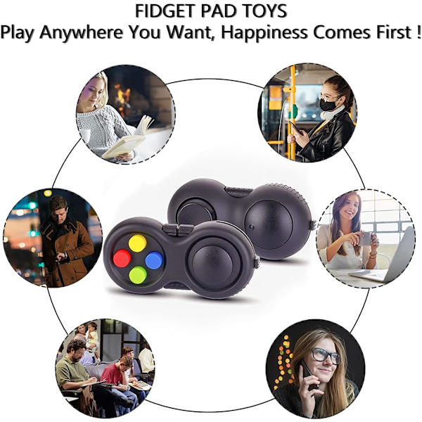 Mini Fidget Knap Controller Pad Legetøj til Børn Voksne med Angst og Autisme (Sort & Mix)