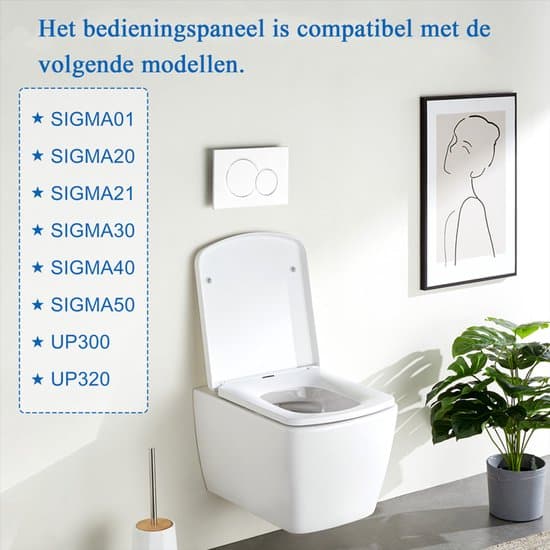 Spyleplater - Passer til Geberit UP320/UP300 & SIGMA01/20/21/30/40/50 - Toalettspyleplate - Dobbelspyling - Hvit