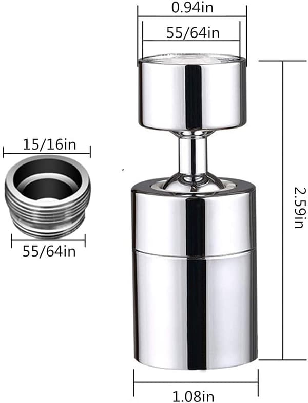 2 stk. 360-graders roterende vaskhane-perlator, dobbelt flow, bred vinkel, vandbesparende dobbeltfunktion