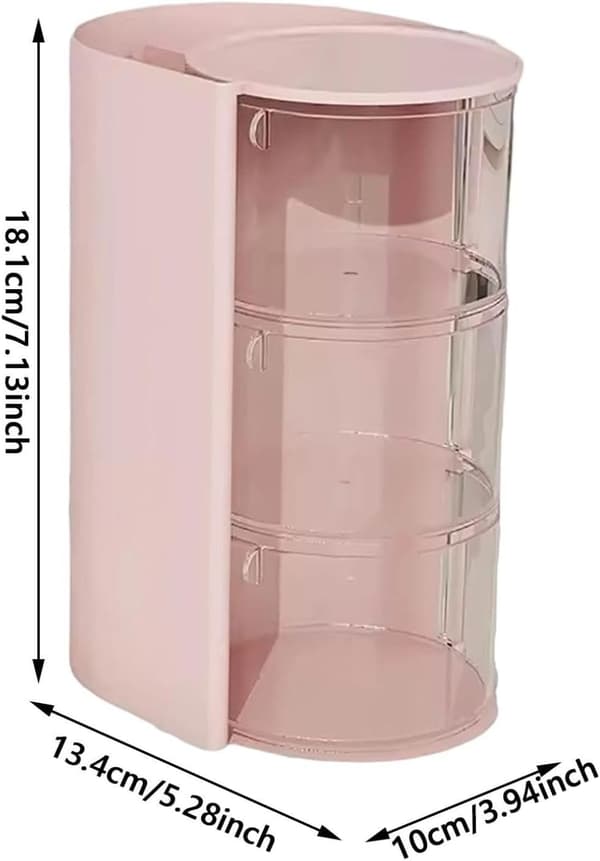 Roterbar makeup børste organizer med indbygget hårbørste opbevaringsstativ, tre-lags design