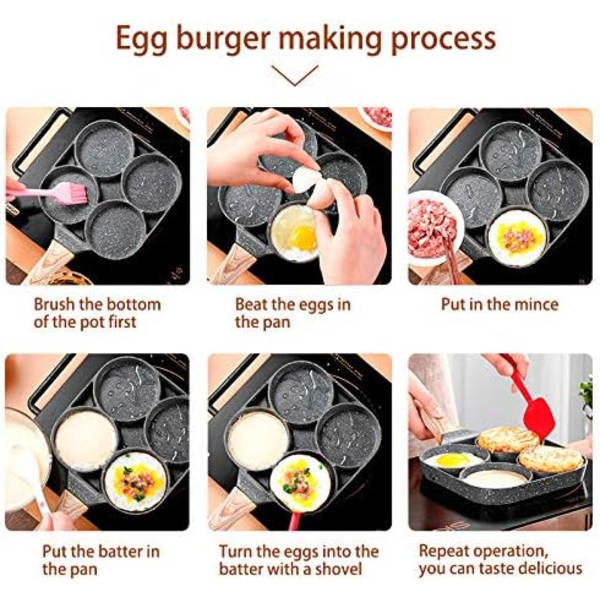 Non-stick äggpanna, kan steka 4 ägg samtidigt