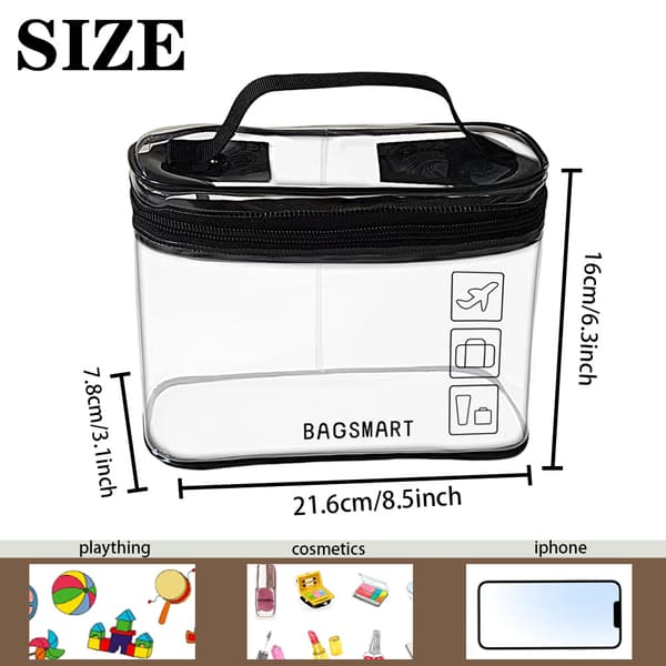 Necessär, 2-pack genomskinliga sminkväskor, necessär i kvartstorlek, viktiga resetillbehör för handbagage