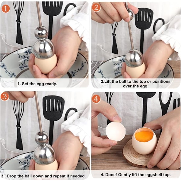 Eggeskallfjerner eggåpner eggeskallseparator i rustfritt stål lokk bløtkokt eggeskallkutter
