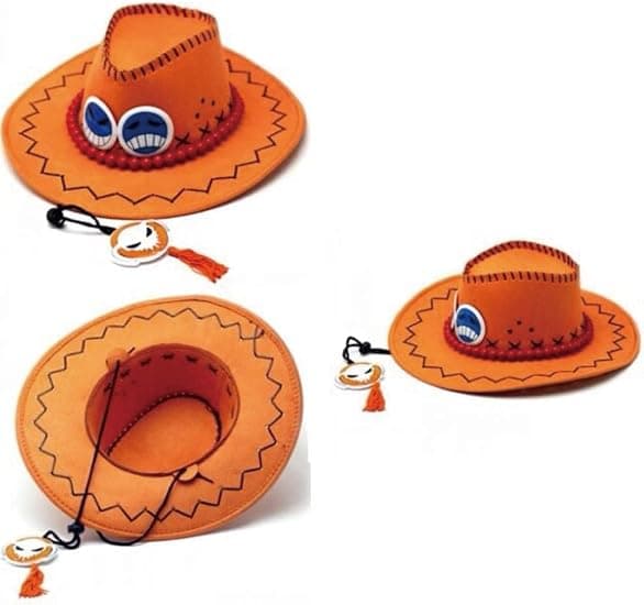 Portgas D. Acen oranssi hattu One Piece Cosplay Cowboy-hattu