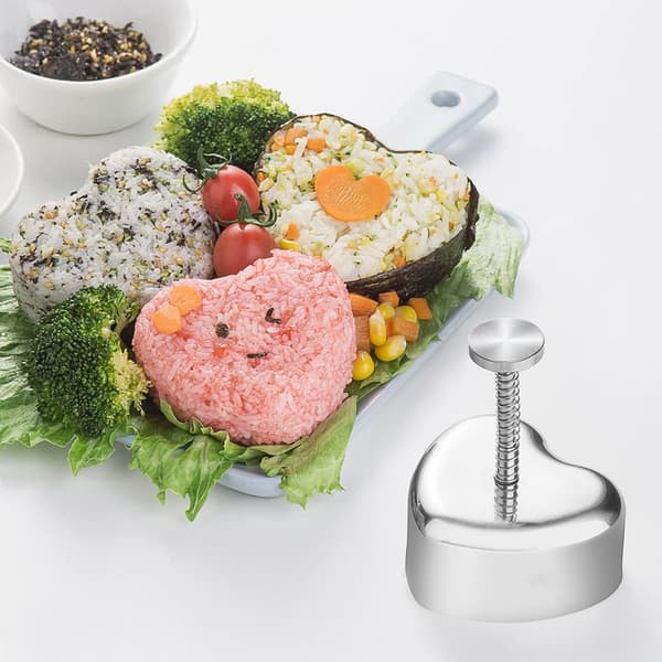 Onigiri Form Rostfritt Stål, Non-Stick Spam Musubi Form Sushi Maker Press Kit Onigiri Form Bento Picknick Sushi DIY Heart shape
