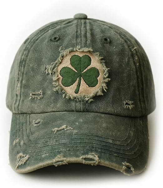 St. Patrick's Day-hatt broderad klöver sliten denim baseballkeps Lucky Clover Trucker Cap