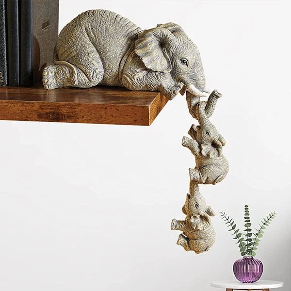 Elefant hyllfigurer, elefantmamma och elefantbebis, present