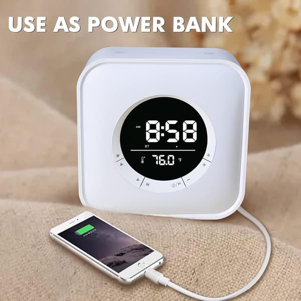 Multifunksjonell lysende vekkerklokke - Multifunksjon - Bluetooth 5.0-høyttaler - 10-farget LED-lampe - FM-radio