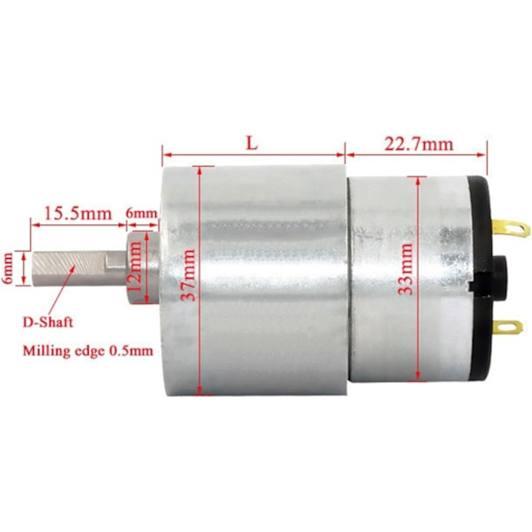 JGB37-520 Micro DC-växelmotor 12V Liten (12V 45 RPM)