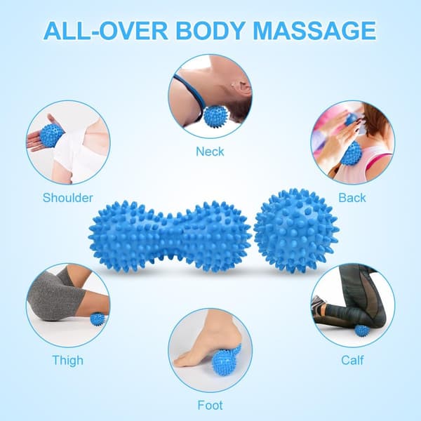 Pigget Massagebold Sæt, Hård Lacrossebold og Pigget Massagebold til Myofascial Release og Triggerpunkt Dybvævsmassage, 2-pak