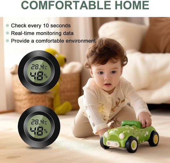 Termometer - Digitalt Termometer - Mini Digitalt Indendørs Rumtermometer - LCD Digital Hygrometer - Temperatur- og Fugtighedsmåler til Hjemmet - Sort - 2 STK