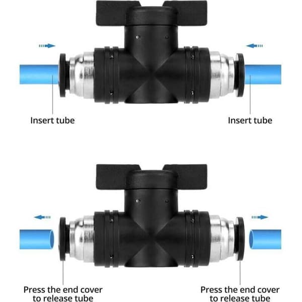 5-delt pneumatisk afspærringsventil – 8 mm lynkobling – Med låsemekanisme – Til pneumatiske værktøjer og luftledningssystemer