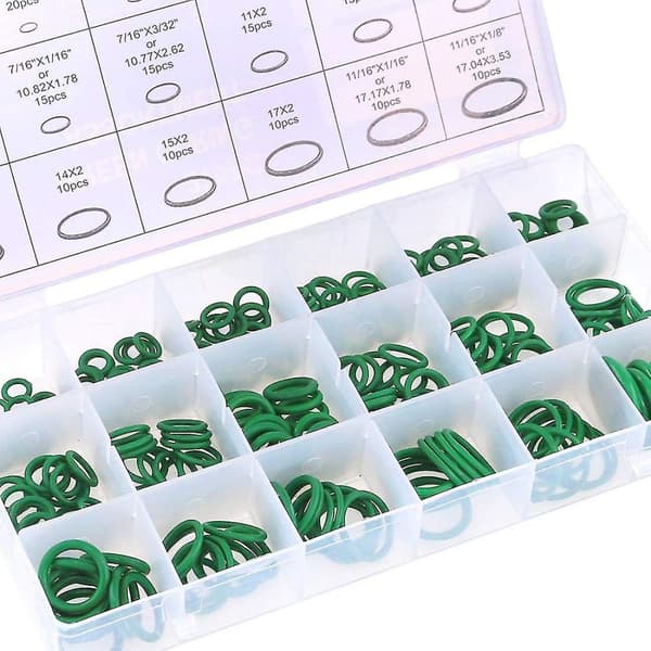 270 st*2 Kompressor O-ringar Kit 18 Storlekar Bil Luftkonditionering AC Gummi O-ring Packningssortiment green