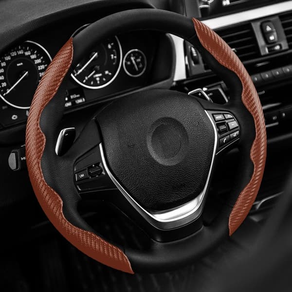 Rattmuff, Kolfiber Bil Rattmuff med Halkfritt Foder, Universell Passform för de Flesta Biltillbehör Brown