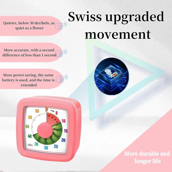 Visuell timer för barn för kök, klassrum, matlagning, inlärning, sovrum, 60-minuters nedräkning Pomodoro-timer för barn med autism ADHD (vattenmelonstil)