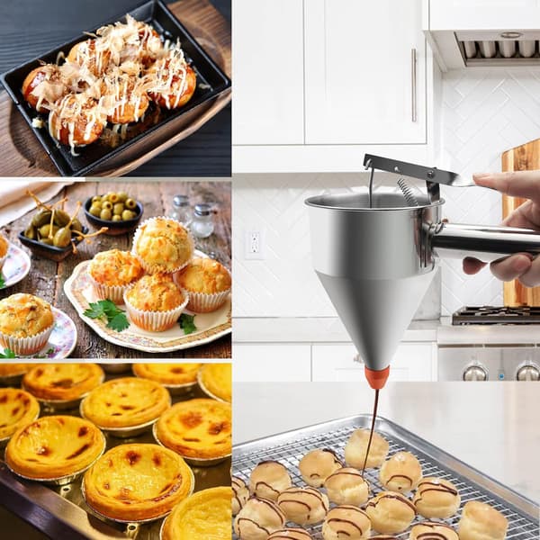 1,2L pandekagedejdispenser, tragtkagedispenser i rustfrit stål med stativ, kraftigt bageværktøj til cupcake-vafler og kager Without lid