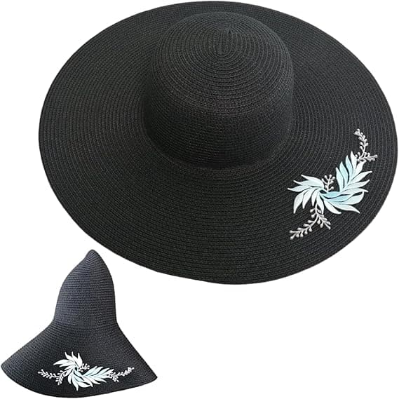 Packbar strålsolhatt för kvinnor Bred brätte UV-skydd Strandhatt Sommar Vikbar Resekeps White