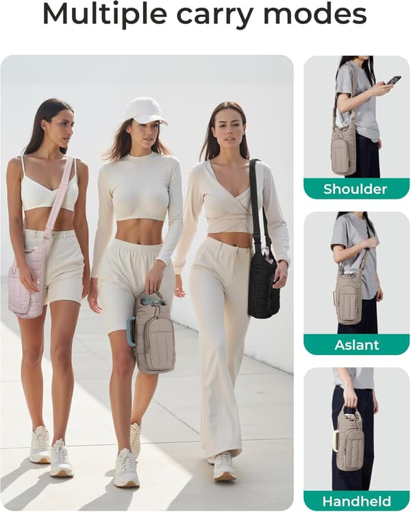 Vattenflaskhållare med rem, 40/32 oz Crossbody-väska Gymtillbehör, Slingväskor för kvinnor
