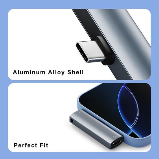 USB-C til 3,5 mm lydadapter – 2-i-1 lading og lytting – 60W PD hurtiglading – Smart støydemping – HD-lyd – Kompatibel med alle Android-telefoner