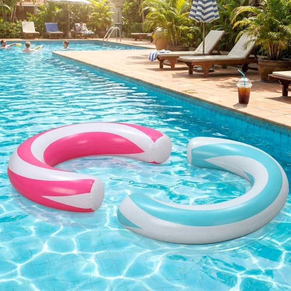 2 st uppblåsbara böjda poolnudlar för vuxna, uppblåsbara poolflytnudlar för simning, resor, pooler, flytleksaker, sommarfest, strand, vattenlekar, tillbehör
