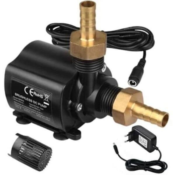 Mini 12V vattenpump (800 L/h, 4,5 m lyft) — 15W liten dränkbar pump, dammpump, fontänpump, vattenpump