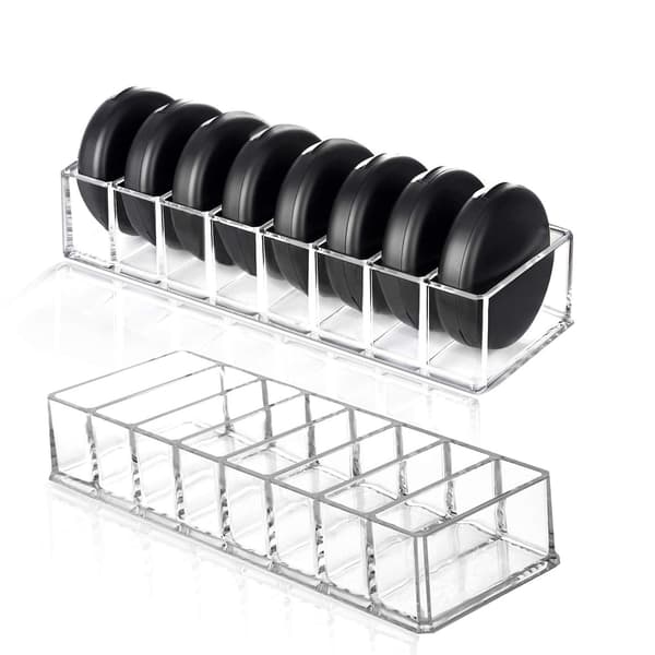 2 stk. klar akryl kompakt organizer til blushes, highlighters, øjenskygge makeup organizer, 8 rum