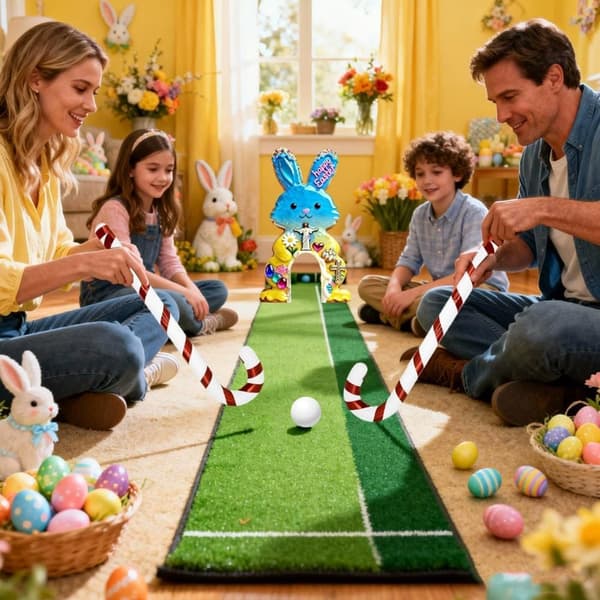 Påskhare Golfspelset, Inomhus Utomhus Pepparkaksgolfspel för Barn & Vuxna, Glad Påsk Partyspel-A