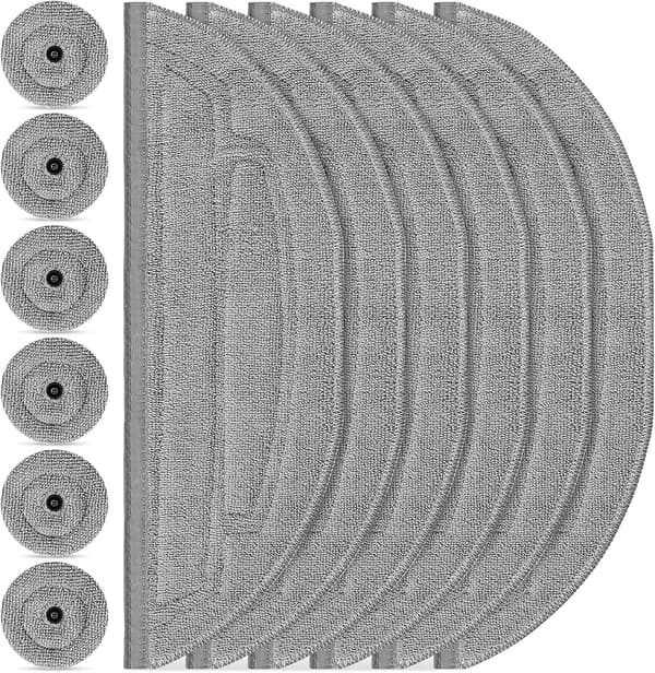 12-dele moppekludsæt til Roborock S8 MaxV Ultra Robotstøvsuger: 6 moppeklude og 6 sidemopper – Sølv-ion mikrofiber VibraRise 3.0 moppesystemtilbehør
