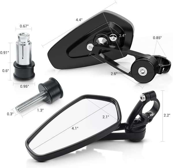 Motorcykelspejle - 7/8\" (22mm) Styr-end bakspejle kompatible med de fleste