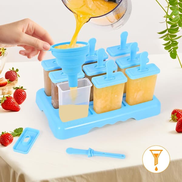 9-huls ispindeforme, BPA-fri ispindeforme med indbygget ispind, DIY ispindeforme med rengøringsbørste og tragt